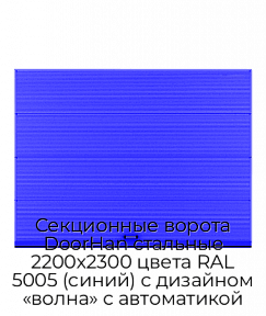Секционные ворота DoorHan стальные 2200х2300 цвета RAL 5005 (синий) с дизайном «волна» с автоматикой