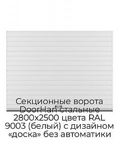 Секционные ворота DoorHan стальные 2800х2500 цвета RAL 9003 (белый) с дизайном «доска» без автоматики