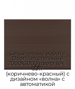 Секционные ворота DoorHan стальные 2000х3000 цвета RAL 8017 (коричнево-красный) с дизайном «волна» с автоматикой