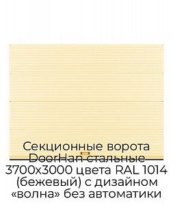 Секционные ворота DoorHan стальные 3700х3000 цвета RAL 1014 (бежевый) с дизайном «волна» без автоматики preview 1