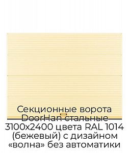 Секционные ворота DoorHan стальные 3100х2400 цвета RAL 1014 (бежевый) с дизайном «волна» без автоматики preview 1
