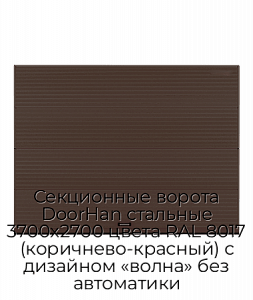Секционные ворота DoorHan стальные 3700х2700 цвета RAL 8017 (коричнево-красный) с дизайном «волна» без автоматики preview 1