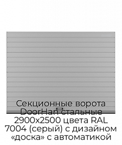 Секционные ворота DoorHan стальные 2900х2500 цвета RAL 7004 (серый) с дизайном «доска» с автоматикой