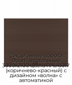 Секционные ворота DoorHan стальные 3000х2100 цвета RAL 8017 (коричнево-красный) с дизайном «волна» с автоматикой preview 1