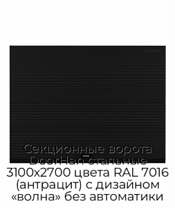 Секционные ворота DoorHan стальные 3100х2700 цвета RAL 7016 (антрацит) с дизайном «волна» без автоматики preview 1