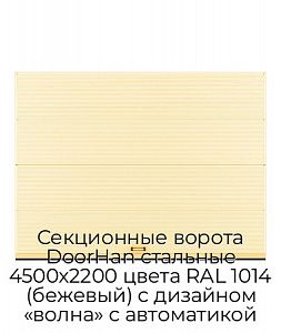 Секционные ворота DoorHan стальные 4500х2200 цвета RAL 1014 (бежевый) с дизайном «волна» с автоматикой preview 1