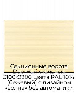 Секционные ворота DoorHan стальные 3100х2200 цвета RAL 1014 (бежевый) с дизайном «волна» без автоматики preview 1