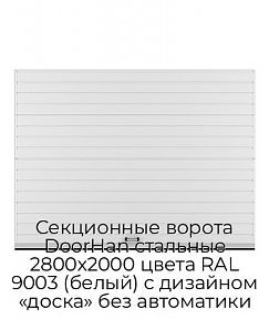 Секционные ворота DoorHan стальные 2800х2000 цвета RAL 9003 (белый) с дизайном «доска» без автоматики