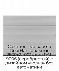 Секционные ворота DoorHan стальные 2500х2400 цвета RAL 9006 (серебристый) с дизайном «волна» без автоматики