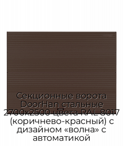 Секционные ворота DoorHan стальные 2700х2500 цвета RAL 8017 (коричнево-красный) с дизайном «волна» с автоматикой preview 1