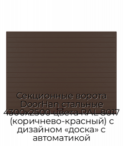 Секционные ворота DoorHan стальные 4300х2500 цвета RAL 8017 (коричнево-красный) с дизайном «доска» с автоматикой preview 1