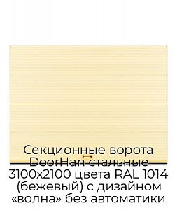 Секционные ворота DoorHan стальные 3100х2100 цвета RAL 1014 (бежевый) с дизайном «волна» без автоматики preview 1