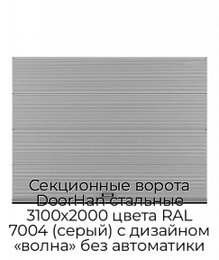 Секционные ворота DoorHan стальные 3100х2000 цвета RAL 7004 (серый) с дизайном «волна» без автоматики