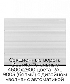 Секционные ворота DoorHan стальные 4600х2900 цвета RAL 9003 (белый) с дизайном «волна» с автоматикой