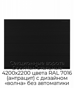 Секционные ворота DoorHan стальные 4200х2200 цвета RAL 7016 (антрацит) с дизайном «волна» без автоматики preview 1
