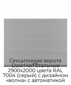 Секционные ворота DoorHan стальные 2900х2000 цвета RAL 7004 (серый) с дизайном «волна» с автоматикой