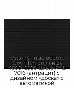 Секционные ворота DoorHan стальные 4600х2300 цвета RAL 7016 (антрацит) с дизайном «доска» с автоматикой preview 1