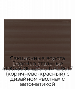 Секционные ворота DoorHan стальные 4100х3000 цвета RAL 8017 (коричнево-красный) с дизайном «волна» с автоматикой preview 1