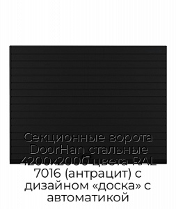 Секционные ворота DoorHan стальные 4200х2000 цвета RAL 7016 (антрацит) с дизайном «доска» с автоматикой preview 1