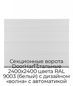 Секционные ворота DoorHan стальные 2400х2400 цвета RAL 9003 (белый) с дизайном «волна» с автоматикой