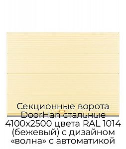 Секционные ворота DoorHan стальные 4100х2500 цвета RAL 1014 (бежевый) с дизайном «волна» с автоматикой preview 1