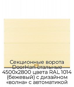 Секционные ворота DoorHan стальные 4500х2800 цвета RAL 1014 (бежевый) с дизайном «волна» с автоматикой preview 1