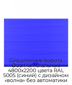 Секционные ворота DoorHan стальные 4800х2200 цвета RAL 5005 (синий) с дизайном «волна» без автоматики